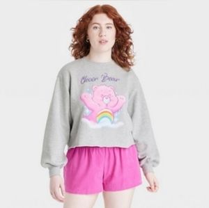 🆕️Care Bears Cheer Bear Large Woman’s Sweatshirt Pullover Sweater Gray